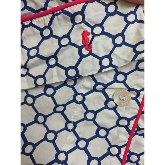 MARIGOT Block Print Night Shirt Blue Geometric Pajama Dress Size M Msrp $105 - Picture 8 of 10